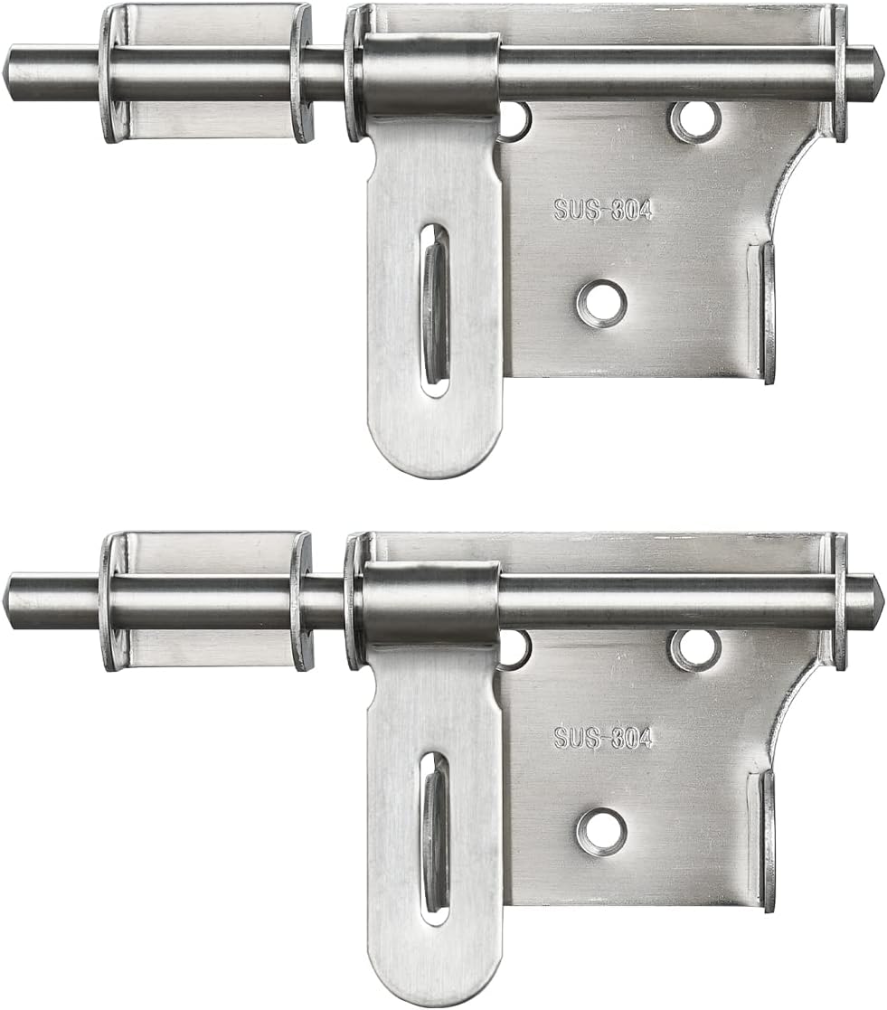 6 Inch Thickened 304 Stainless Steel Sliding Gate Latch with Padlock Hole - Brushed Finish, 2 Pack - WildKart