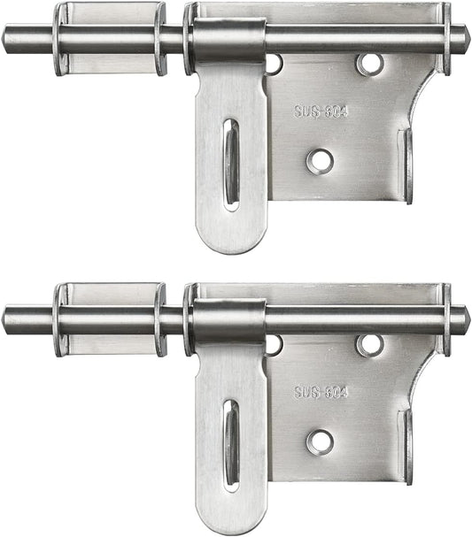 6 Inch Thickened 304 Stainless Steel Sliding Gate Latch with Padlock Hole - Brushed Finish, 2 Pack - WildKart