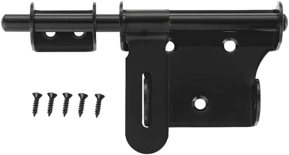6 Inch WANLIAN Sliding Bolt Gate Latch in Black Stainless Steel with Padlock Hole - Durable Interior Door Latches