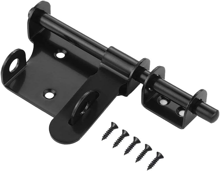 6 Inch WANLIAN Sliding Bolt Gate Latch in Black Stainless Steel with Padlock Hole - Durable Interior Door Latches