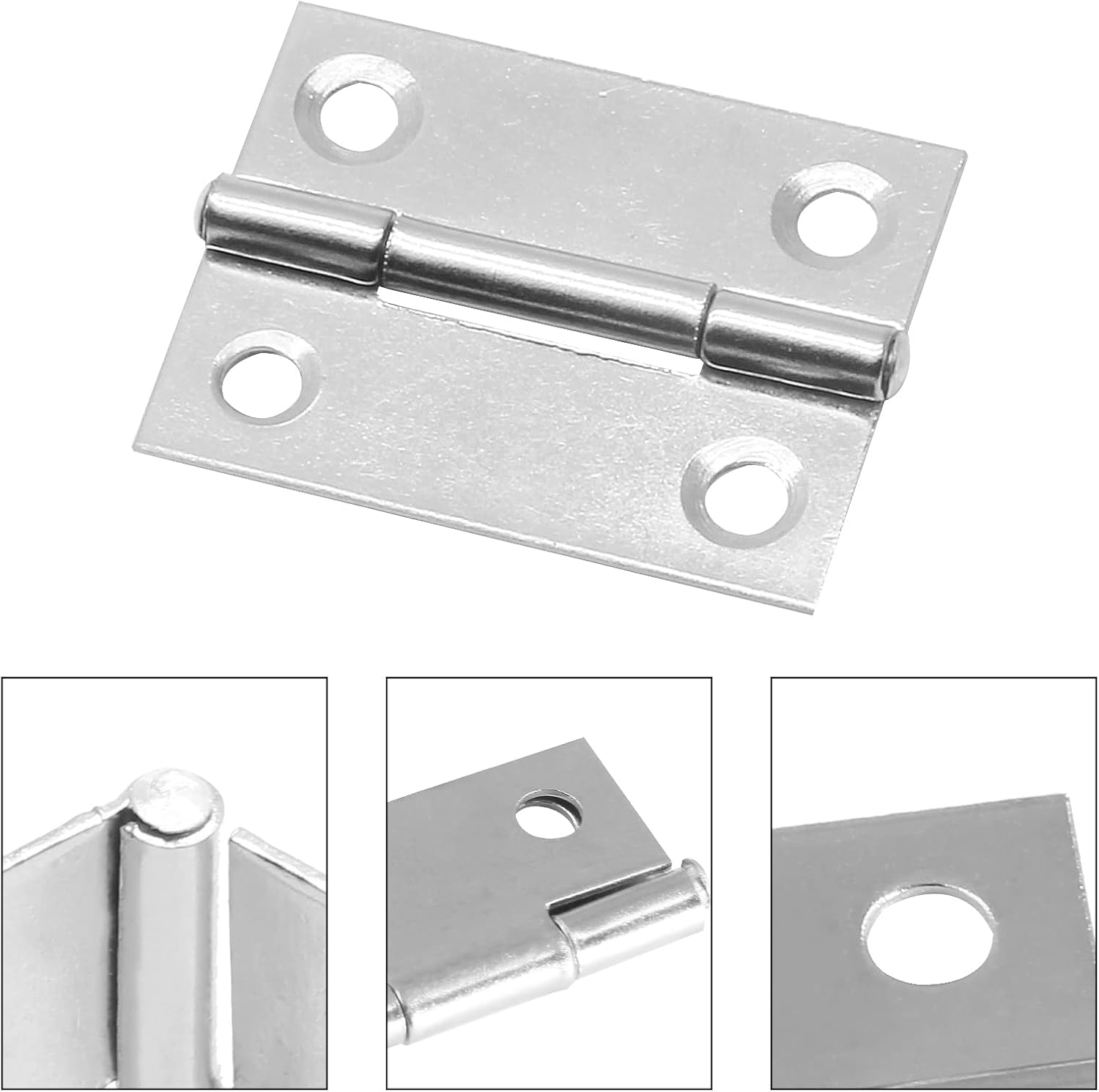6-Pack 1.5" Mini Butt Hinges - 304 Stainless Steel Craft Hinges with Mounting Screws for Cabinets, Gates, Drawers