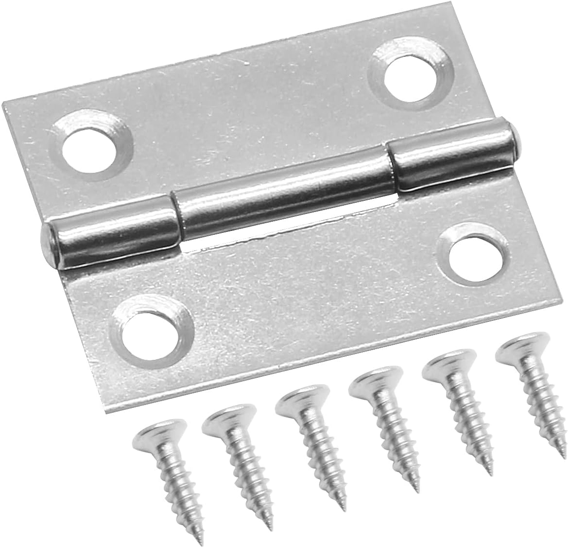6-Pack 1.5" Mini Butt Hinges - 304 Stainless Steel Craft Hinges with Mounting Screws for Cabinets, Gates, Drawers