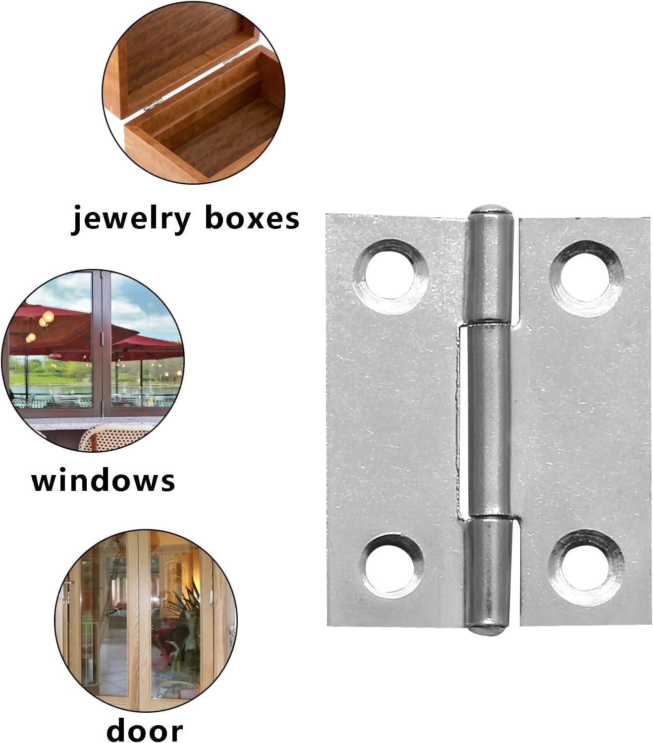 6-Pack 1.5" Mini Butt Hinges - 304 Stainless Steel Craft Hinges with Mounting Screws for Cabinets, Gates, Drawers