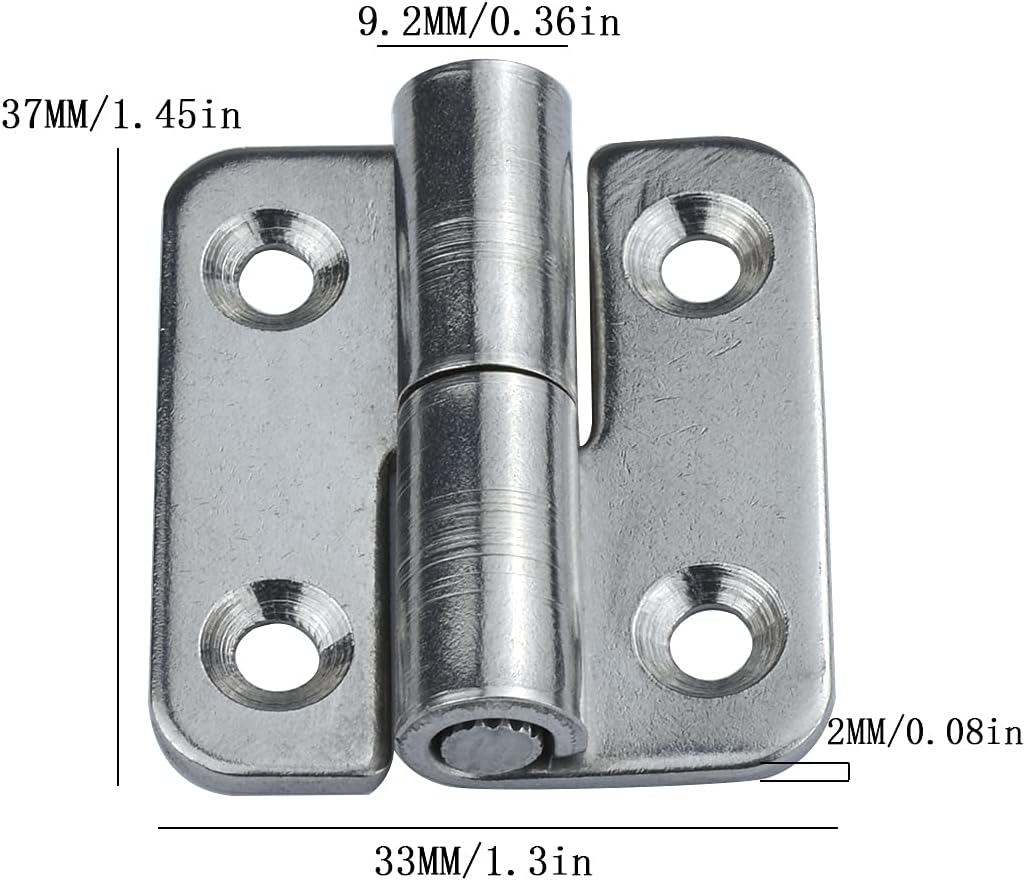 6 Pack 1.5" Small Slip Joint Flag Hinges, Detachable Door Hinges, Stainless Steel - Right Handed