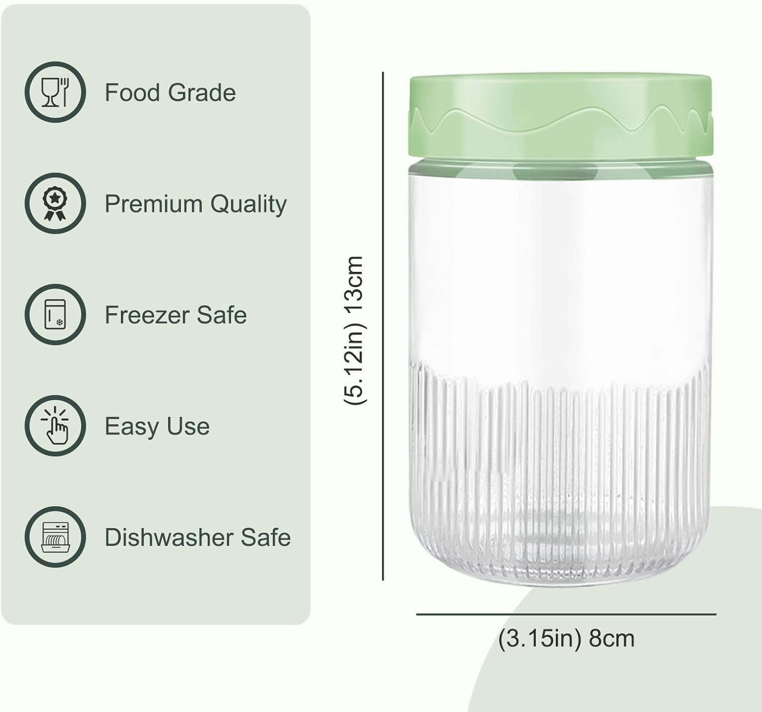 6-Pack 16 oz Glass Jars with Airtight Lids for Overnight Oats and Snacks - Leak Proof Mason Jars with Cleaning Brush