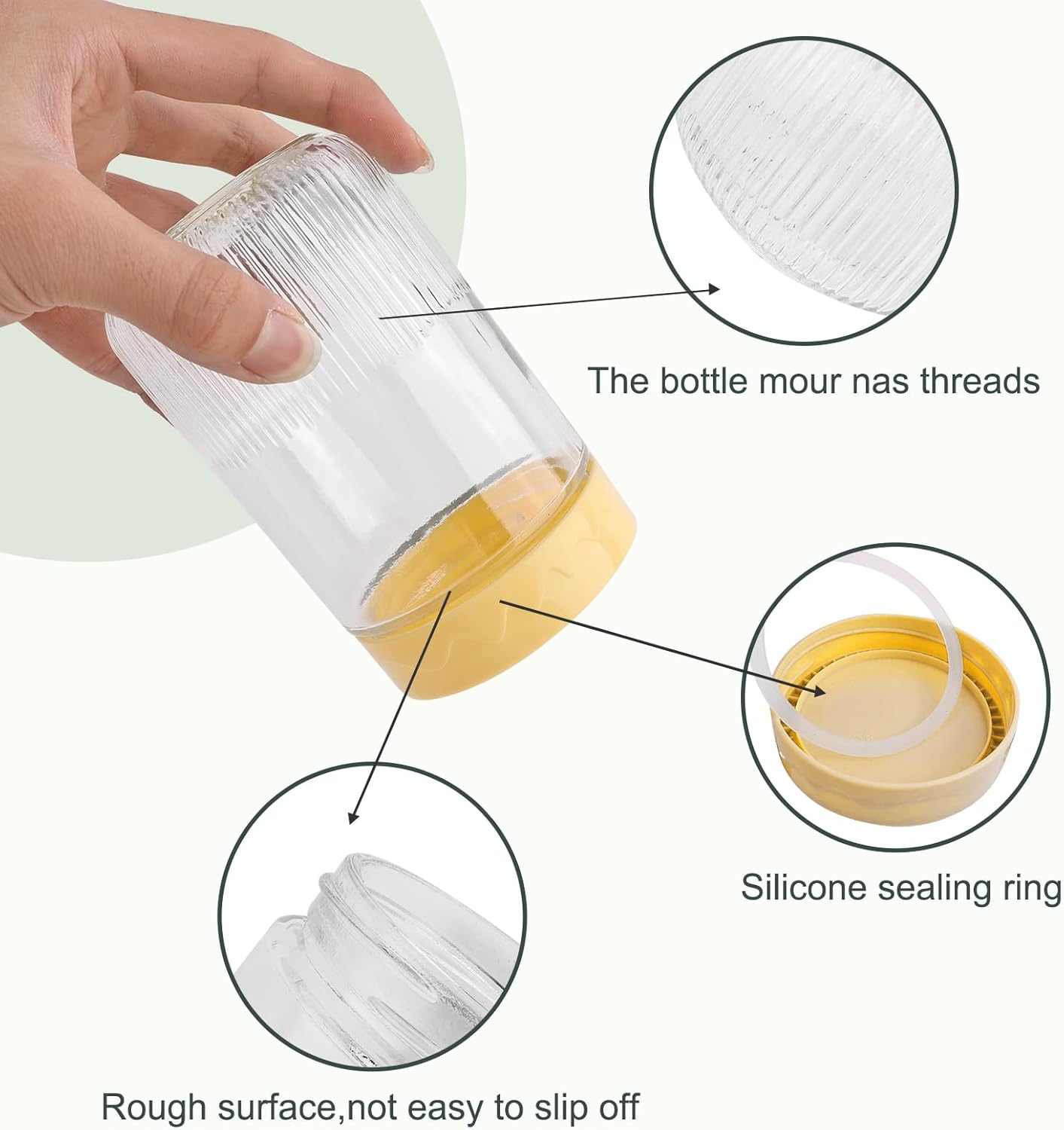 6-Pack 16 oz Glass Jars with Airtight Lids for Overnight Oats and Snacks - Leak Proof Mason Jars with Cleaning Brush