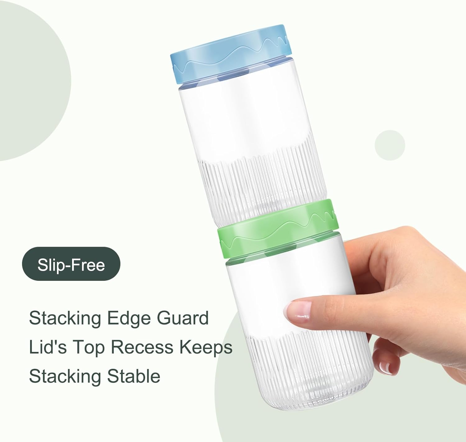 6-Pack 16 oz Glass Jars with Airtight Lids for Overnight Oats and Snacks - Leak Proof Mason Jars with Cleaning Brush