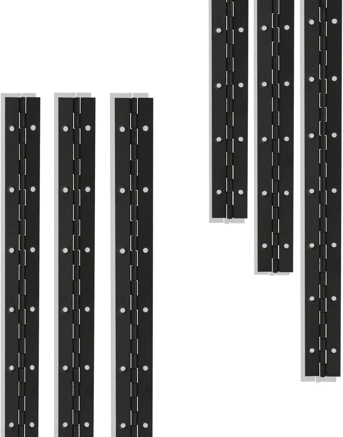 6 Pack 20" Heavy Duty Piano Hinge for Cabinets, Boats, Marine Doors - 304 Stainless Steel, 0.04" Leaf Thickness, 1.2" Open Width - Black Color