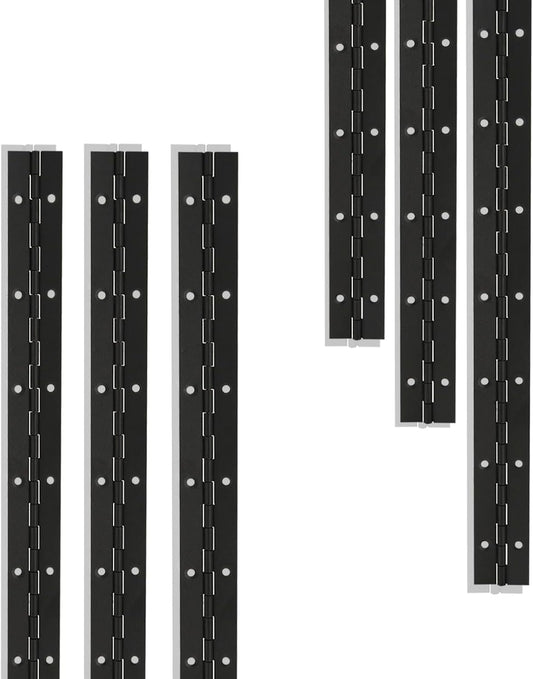 6 Pack 20" Heavy Duty Piano Hinge for Cabinets, Boats, Marine Doors - 304 Stainless Steel, 0.04" Leaf Thickness, 1.2" Open Width - Black Color