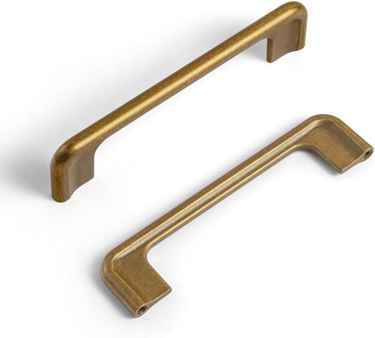 6 Pack Antique Brass Cabinet Drawer Pulls with 5 Inch Hole Centers - Goo-Ki Solid Zinc Alloy