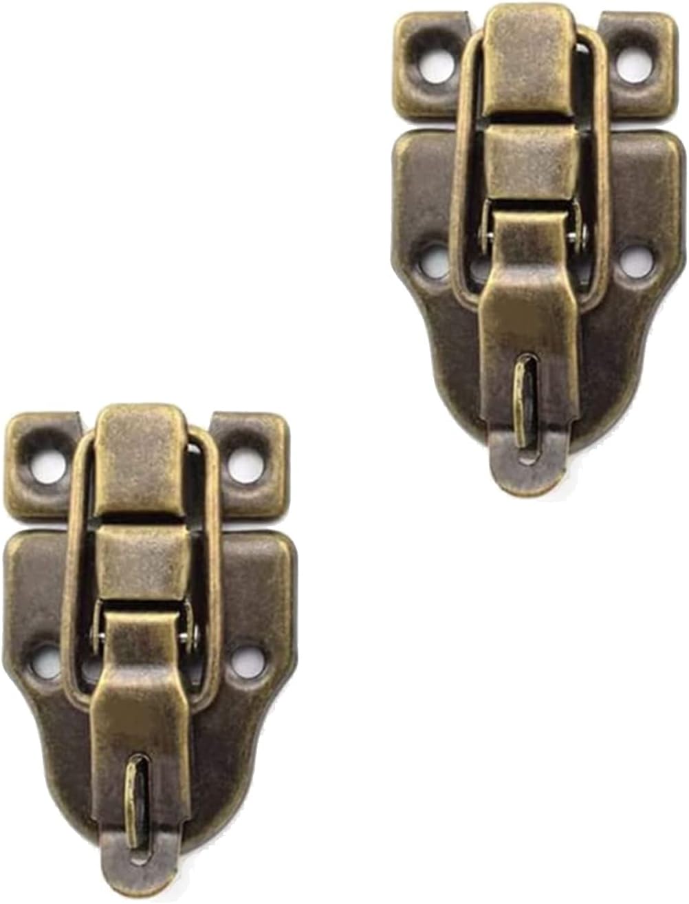 6-Pack Antique Metal Duckbilled Hasp Latch Catch with Padlock Hole - Retro Bronze Style Toggle Latch for Jewelry Box Cabinet