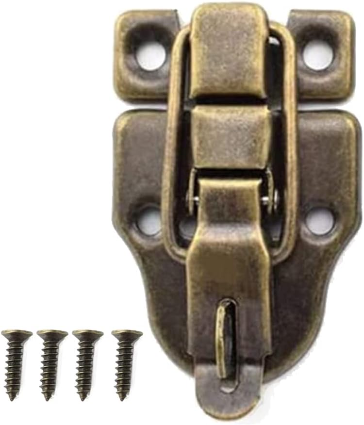 6-Pack Antique Metal Duckbilled Hasp Latch Catch with Padlock Hole - Retro Bronze Style Toggle Latch for Jewelry Box Cabinet