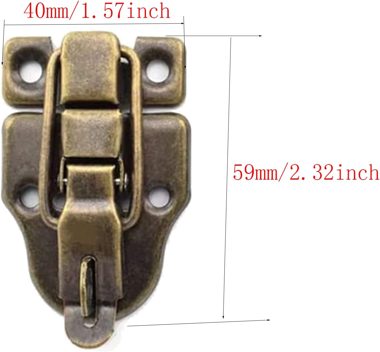 6-Pack Antique Metal Duckbilled Hasp Latch Catch with Padlock Hole - Retro Bronze Style Toggle Latch for Jewelry Box Cabinet