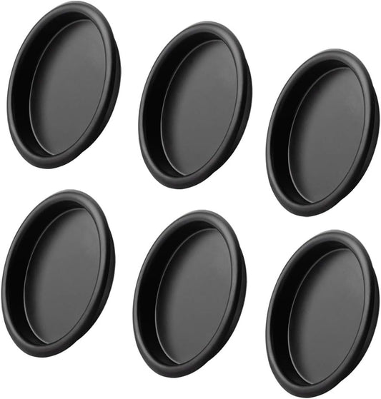 6 Pack Black Round Sliding Finger Door Pulls for Closets - 2-1/8” Size, Easy Snap-in Install