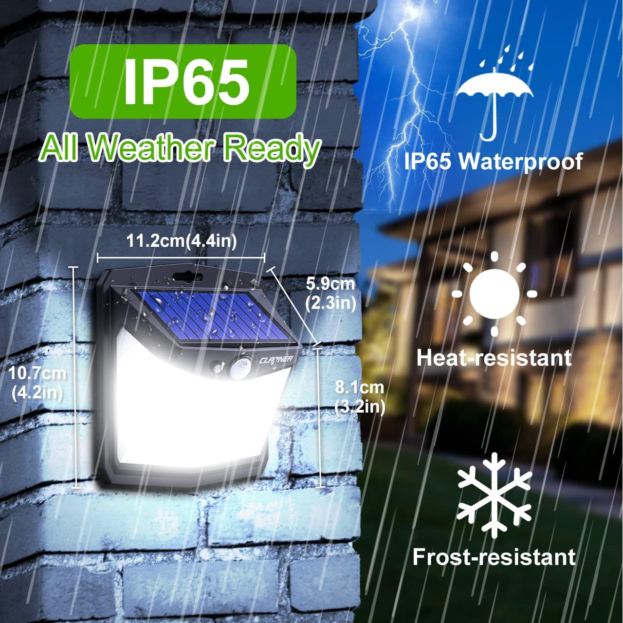 6 Pack CLAONER Solar Motion Sensor Lights - 128 LED Outdoor Security Lights with 270° Wide Angle, 3 Modes, IP65 Waterproof for Fence Patio - Cold White