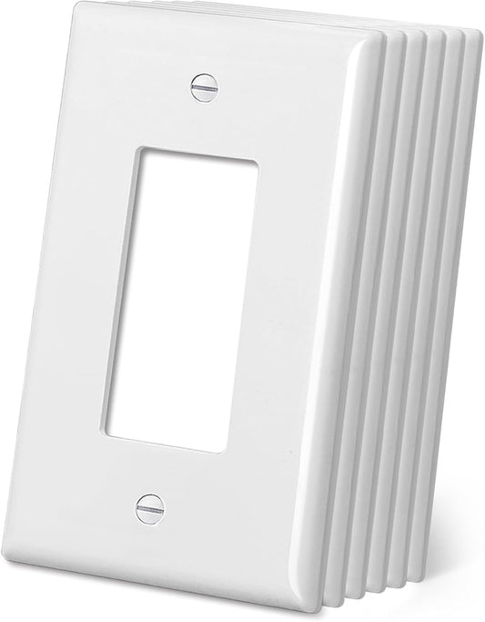 6 Pack CML Jumbo Decorator Wall Plate, White 1-Gang Switch Plates, Oversized Electrical Outlet Covers, 3.5” x 5.5”, Impact Resistant, ETL Listed