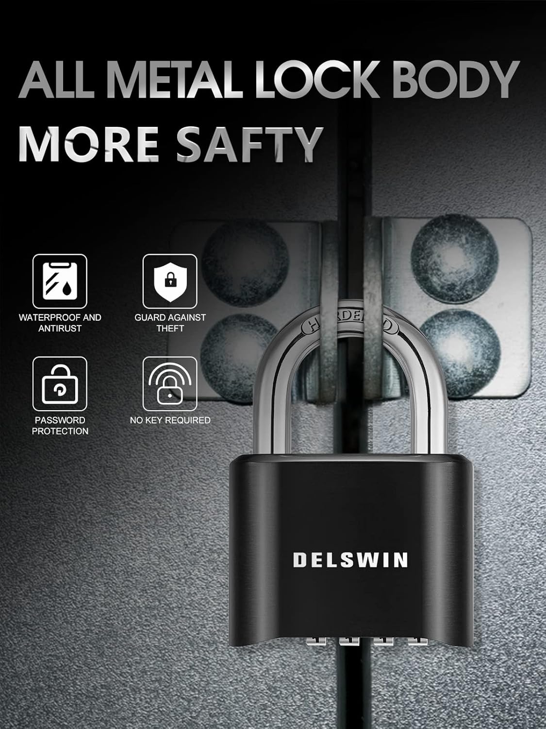 6 Pack DELSWIN Heavy-Duty Outdoor Combination Locks for School Gym Locker, Fence, Shed, Gate - Weatherproof Padlocks