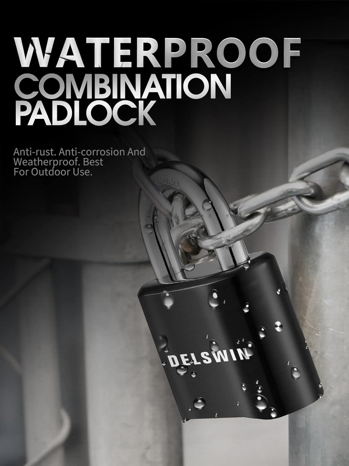 6 Pack DELSWIN Heavy-Duty Outdoor Combination Locks for School Gym Locker, Fence, Shed, Gate - Weatherproof Padlocks