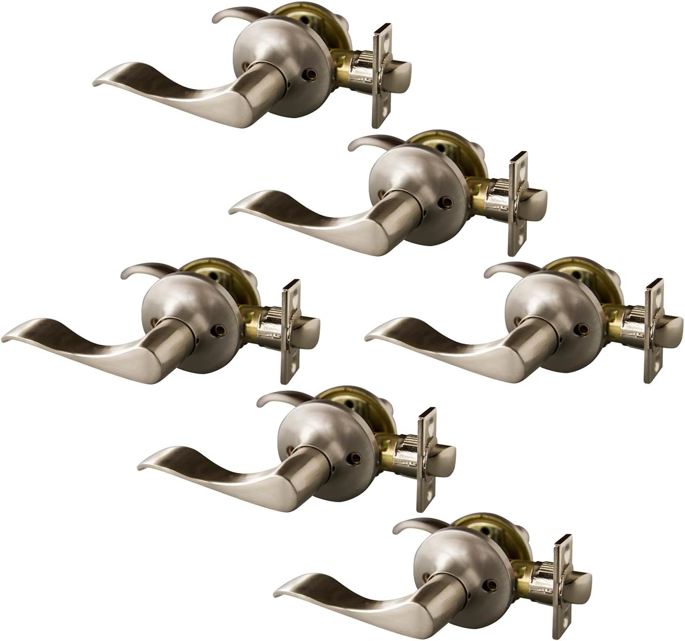 6-Pack Design House 190777 Stratford Satin Nickel Universal Passage Hall/Closet Door Lever