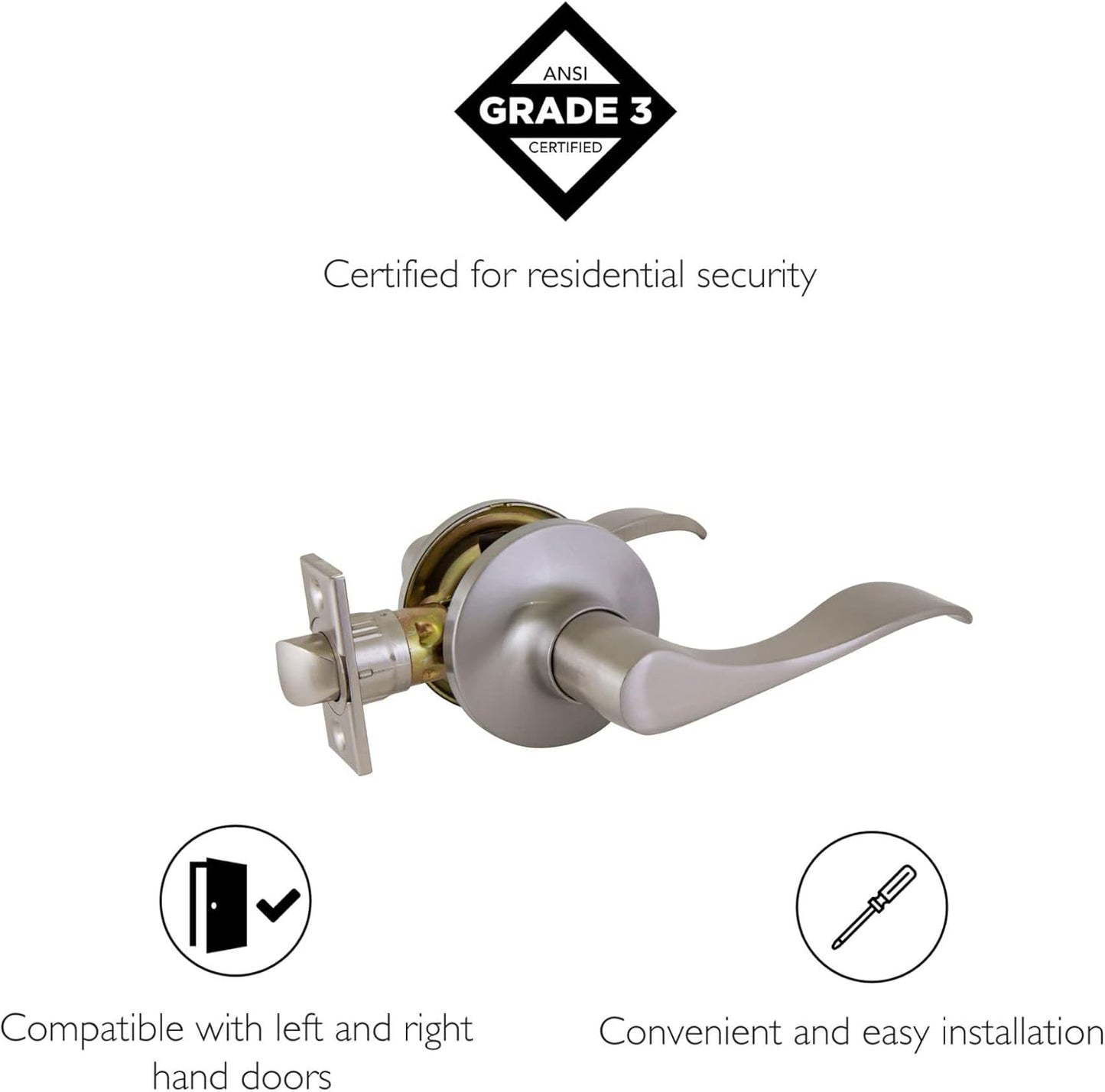 6-Pack Design House 190777 Stratford Satin Nickel Universal Passage Hall/Closet Door Lever
