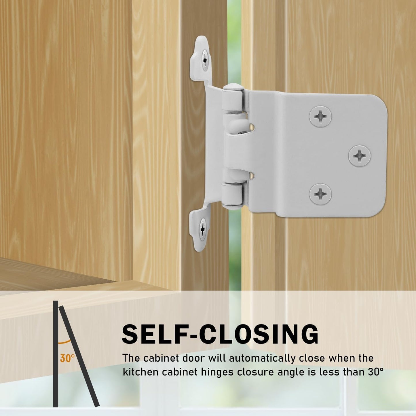 6 Pack Donanim 3/8" Inset White Self Closing Cabinet Door Hinges for White Kitchen Cabinets
