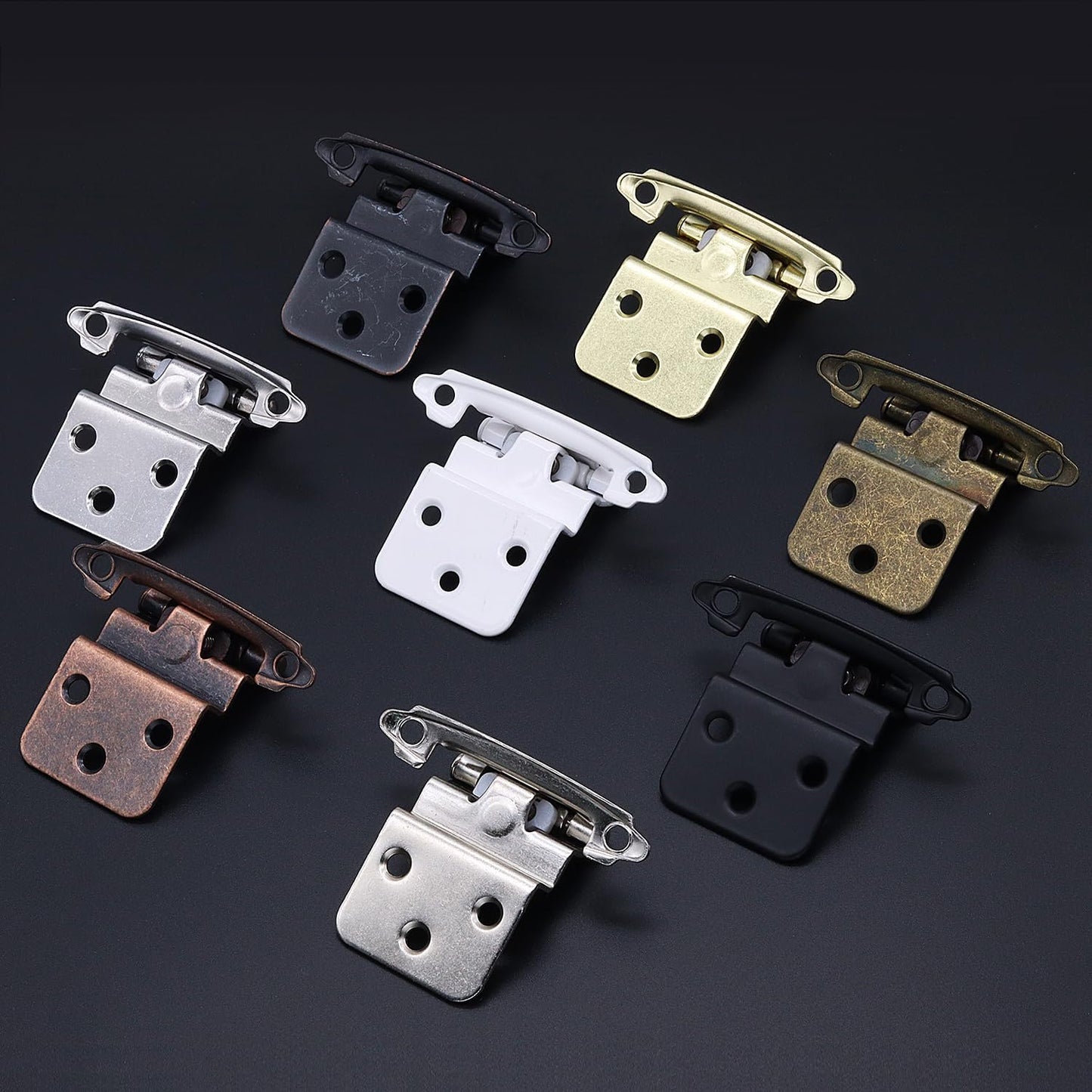 6 Pack Donanim 3/8" Inset White Self Closing Cabinet Door Hinges for White Kitchen Cabinets