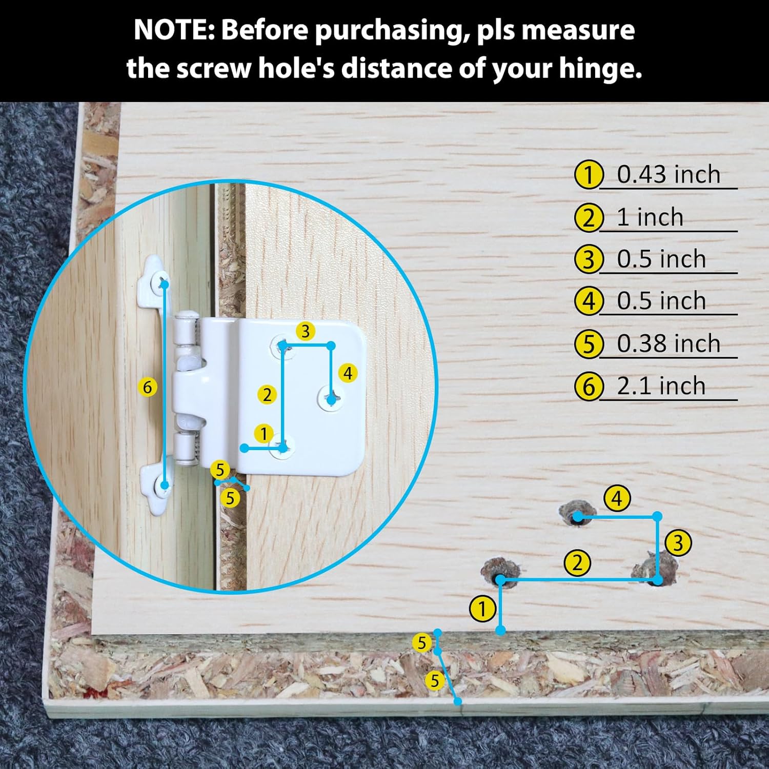 6 Pack Donanim 3/8" Inset White Self Closing Cabinet Door Hinges for White Kitchen Cabinets