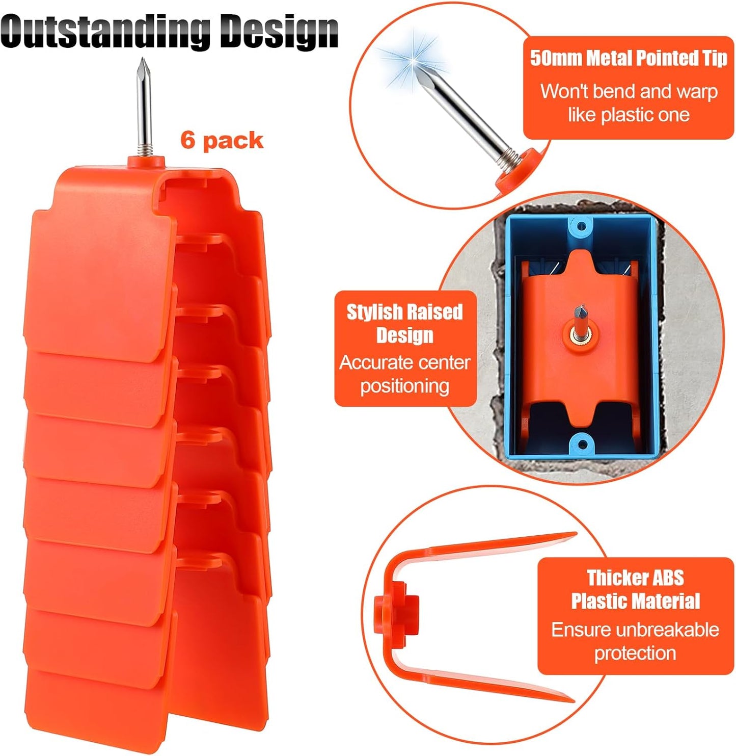 6 Pack Dreyoo Outlet Markers with Metal Tip for Drywall Installation and Wire Protection