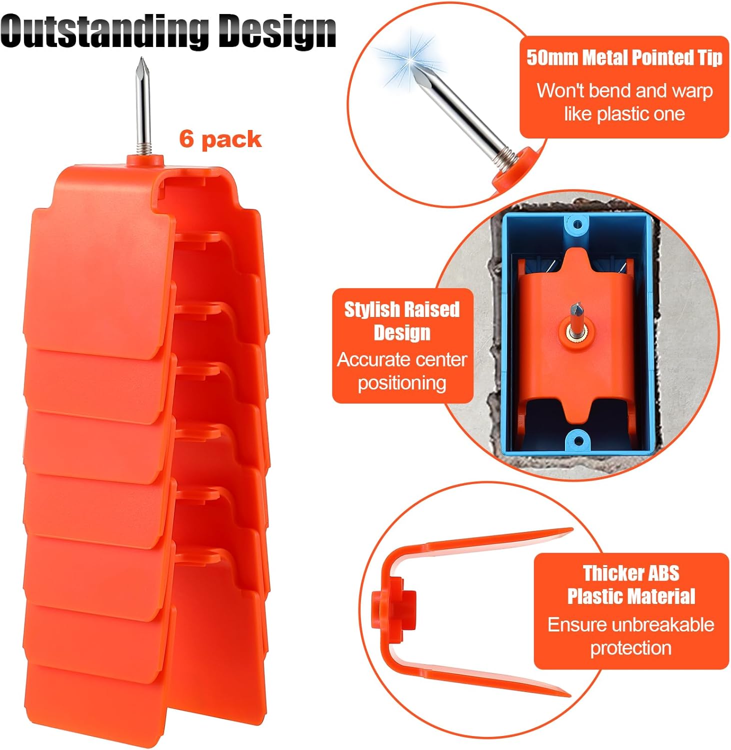 6 Pack Dreyoo Outlet Markers with Metal Tip for Drywall Installation and Wire Protection
