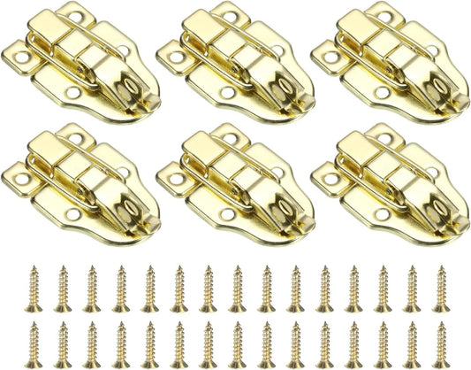 6 Pack Duck-Billed Hasp Lock, 60x40mm Retro Toggle Latch Metal Buckle Clasp for Jewelry Box Suitcase Toolbox Wooden Case - Gold