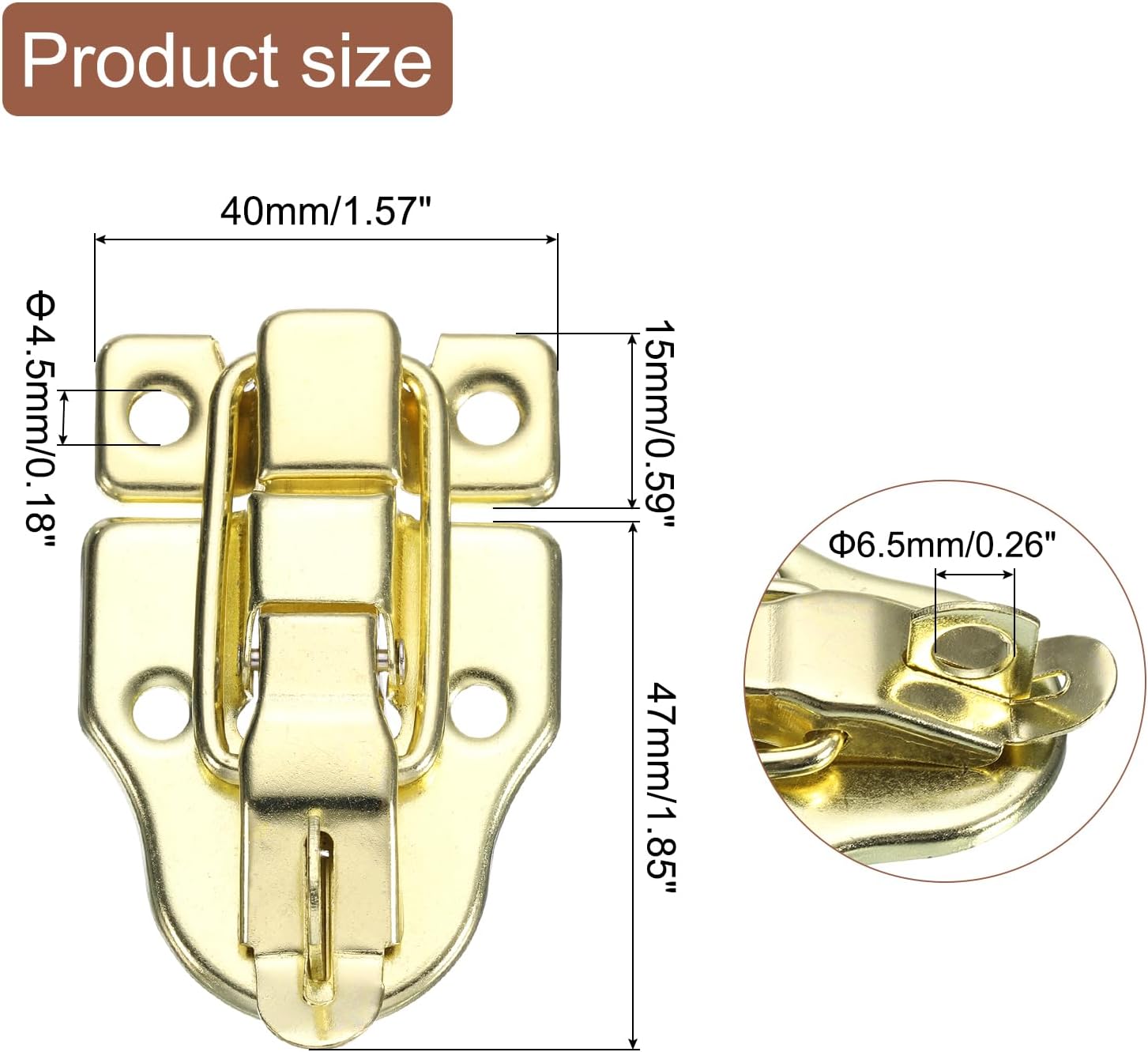 6 Pack Duck-Billed Hasp Lock, 60x40mm Retro Toggle Latch Metal Buckle Clasp for Jewelry Box Suitcase Toolbox Wooden Case - Gold