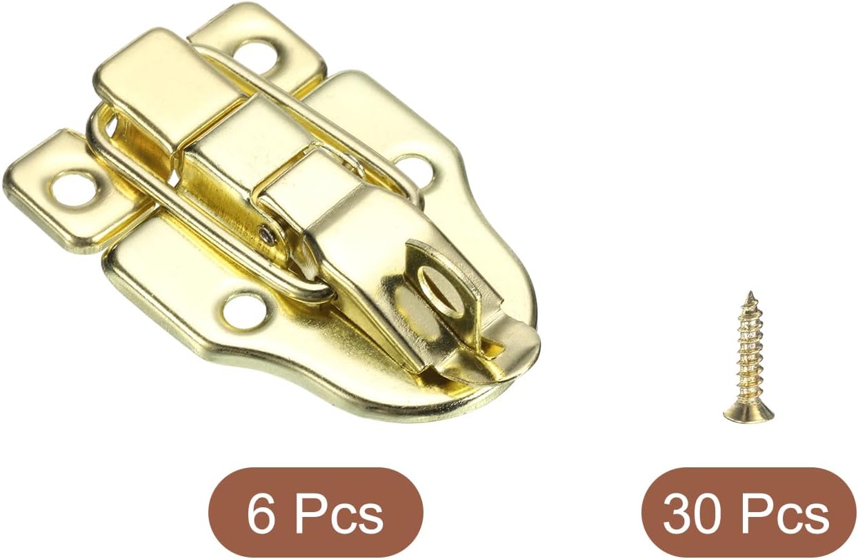6 Pack Duck-Billed Hasp Lock, 60x40mm Retro Toggle Latch Metal Buckle Clasp for Jewelry Box Suitcase Toolbox Wooden Case - Gold