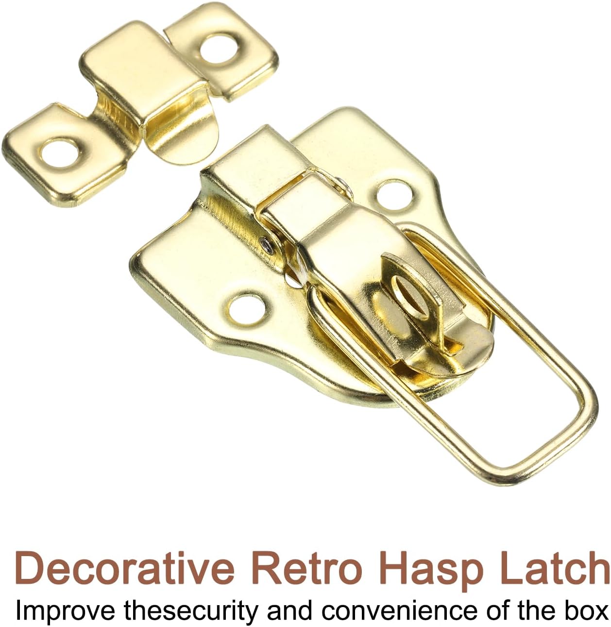 6 Pack Duck-Billed Hasp Lock, 60x40mm Retro Toggle Latch Metal Buckle Clasp for Jewelry Box Suitcase Toolbox Wooden Case - Gold
