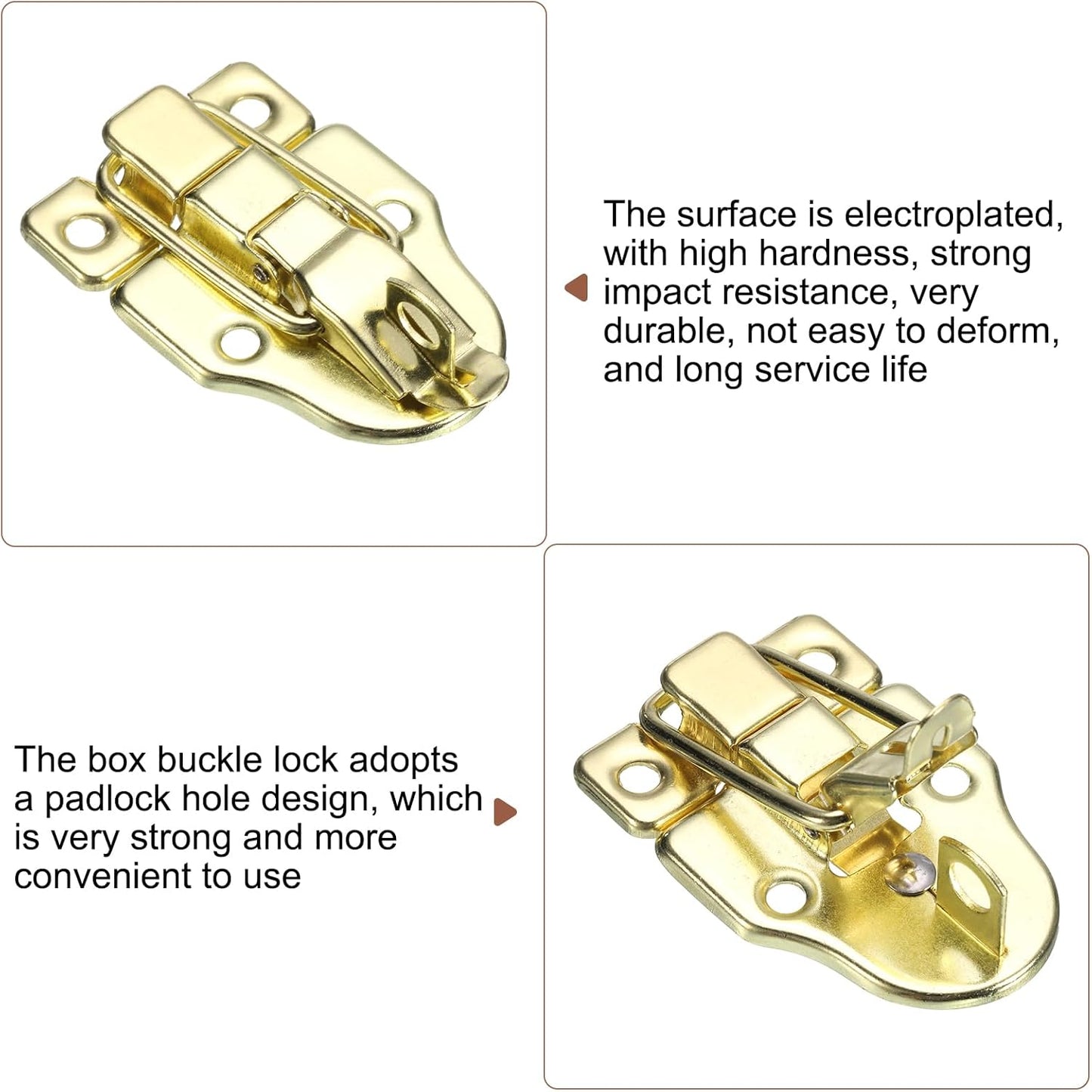 6 Pack Duck-Billed Hasp Lock, 60x40mm Retro Toggle Latch Metal Buckle Clasp for Jewelry Box Suitcase Toolbox Wooden Case - Gold