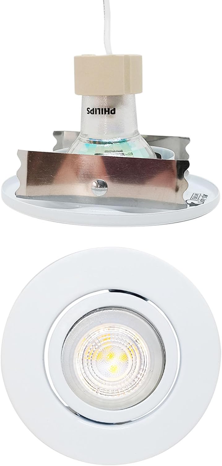 6-Pack ECHENLED JX-9705 LED Downlight Fixture Housing, Metal Trimless Recessed Round Frame, MR16 Cut Out Size: 2.8inch, GU10