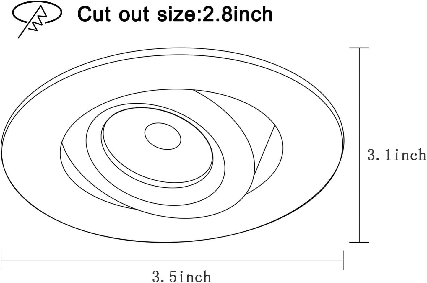 6-Pack ECHENLED JX-9705 LED Downlight Fixture Housing, Metal Trimless Recessed Round Frame, MR16 Cut Out Size: 2.8inch, GU10