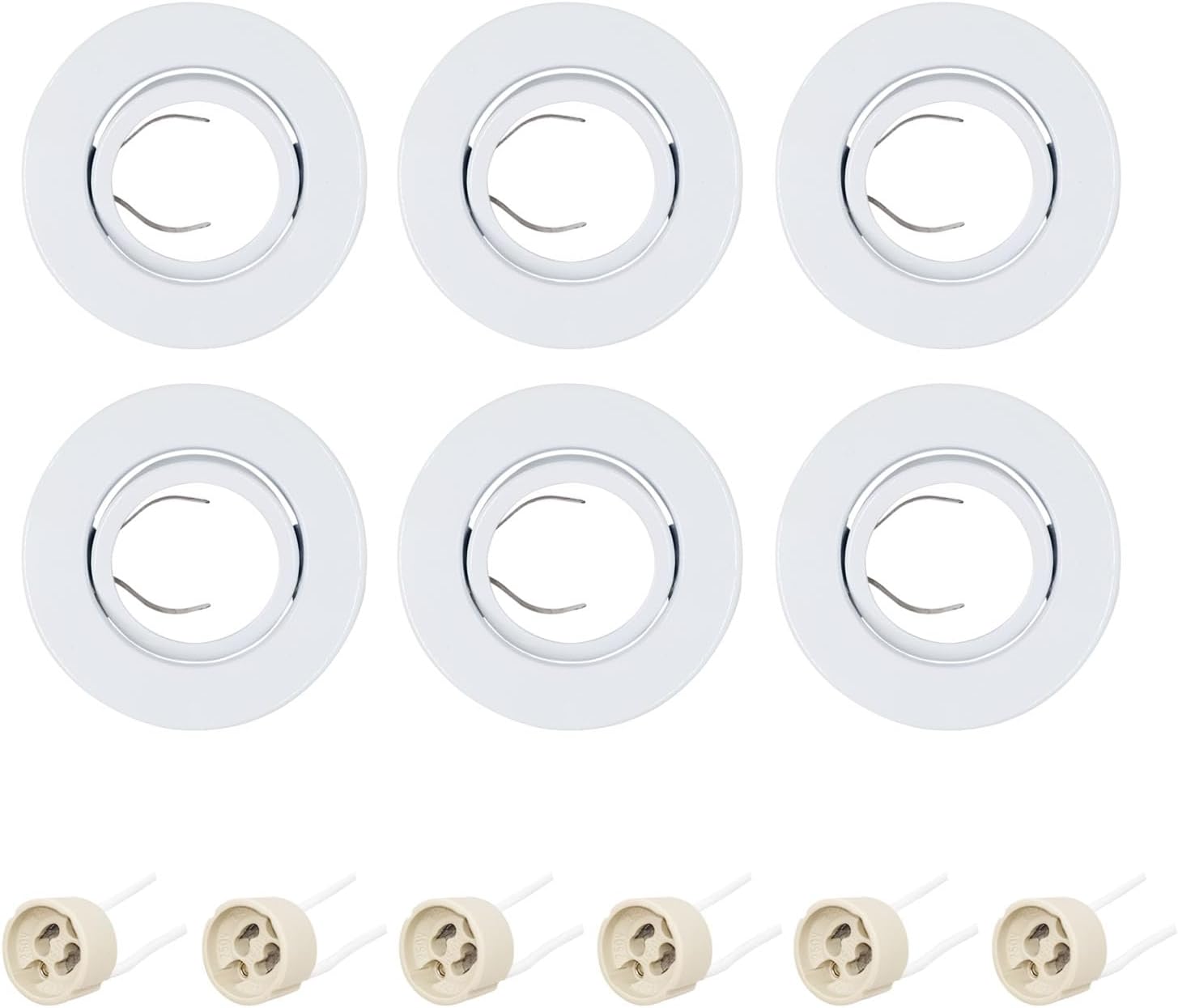 6-Pack ECHENLED JX-9705 LED Downlight Fixture Housing, Metal Trimless Recessed Round Frame, MR16 Cut Out Size: 2.8inch, GU10
