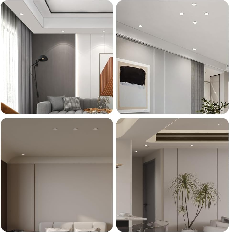 6-Pack ECHENLED JX-9705 LED Downlight Fixture Housing, Metal Trimless Recessed Round Frame, MR16 Cut Out Size: 2.8inch, GU10