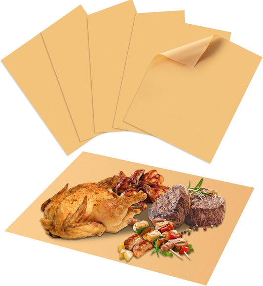 6 Pack Eisinly Grill Mats - Reusable Non Stick Baking Mat for Outdoor BBQ - Heat Resistant - Gas, Charcoal, Electric - 15.75 x 13-inch - Gold
