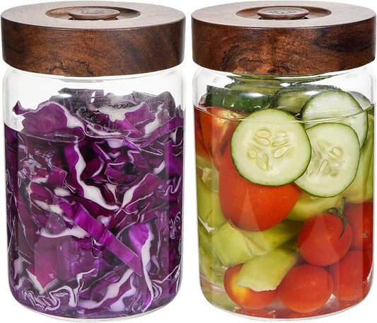 6 Pack Foyofly Wide Mouth Glass Jars with Lids for Fermenting and Preserving (30oz/900ml) - Airtight Canning Jars