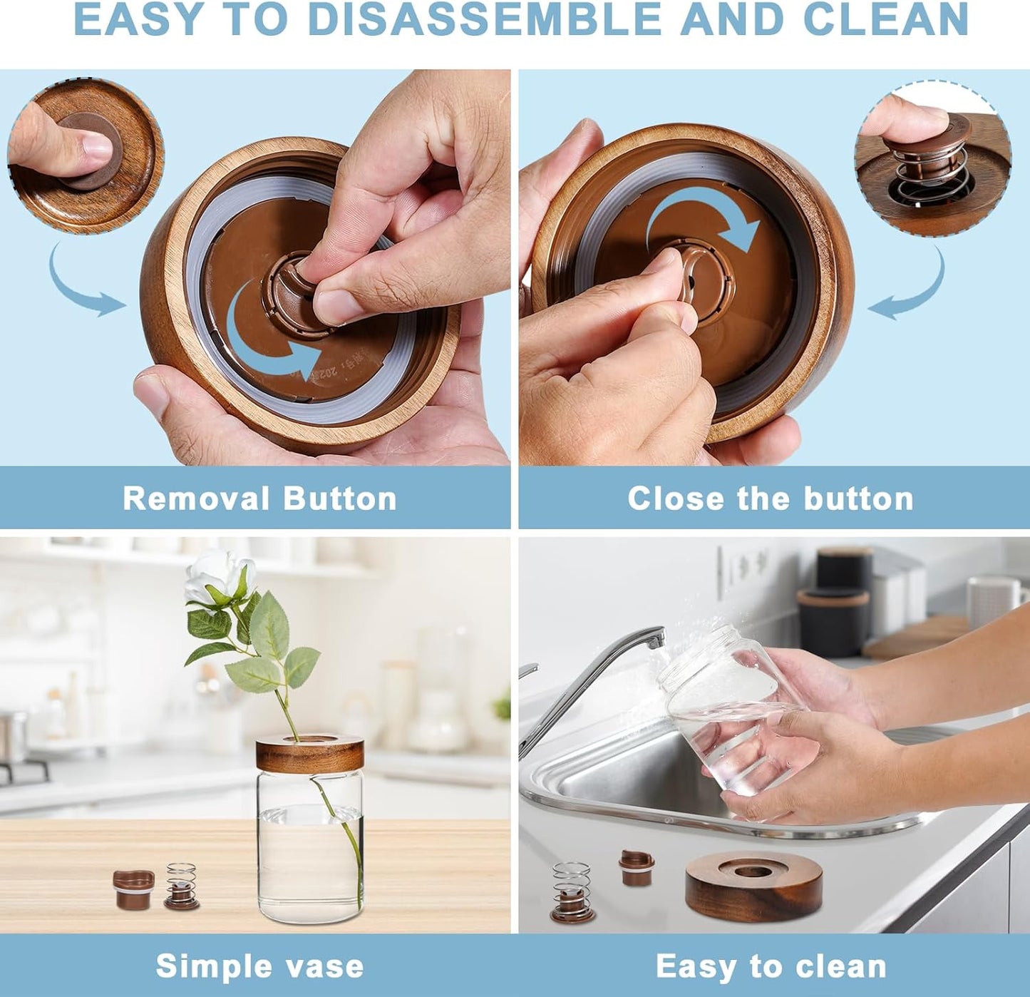 6 Pack Foyofly Wide Mouth Glass Jars with Lids for Fermenting and Preserving (30oz/900ml) - Airtight Canning Jars