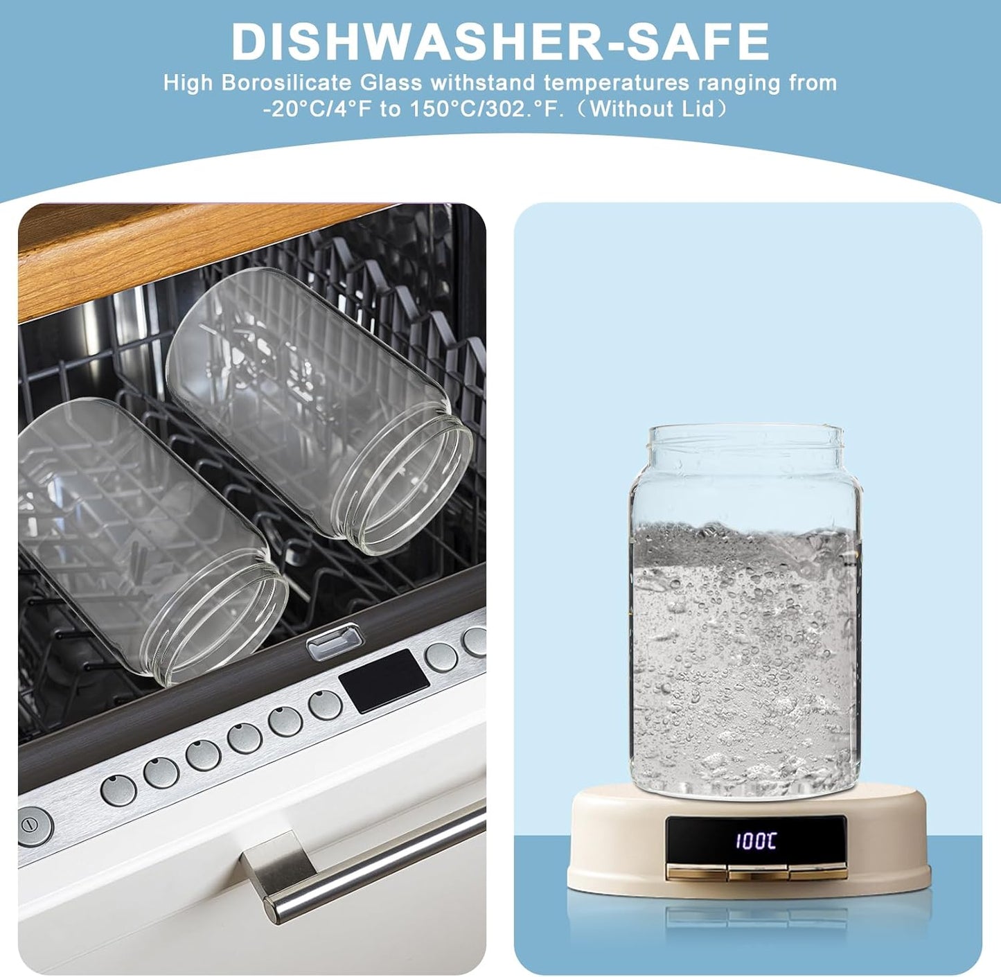 6 Pack Foyofly Wide Mouth Glass Jars with Lids for Fermenting and Preserving (30oz/900ml) - Airtight Canning Jars