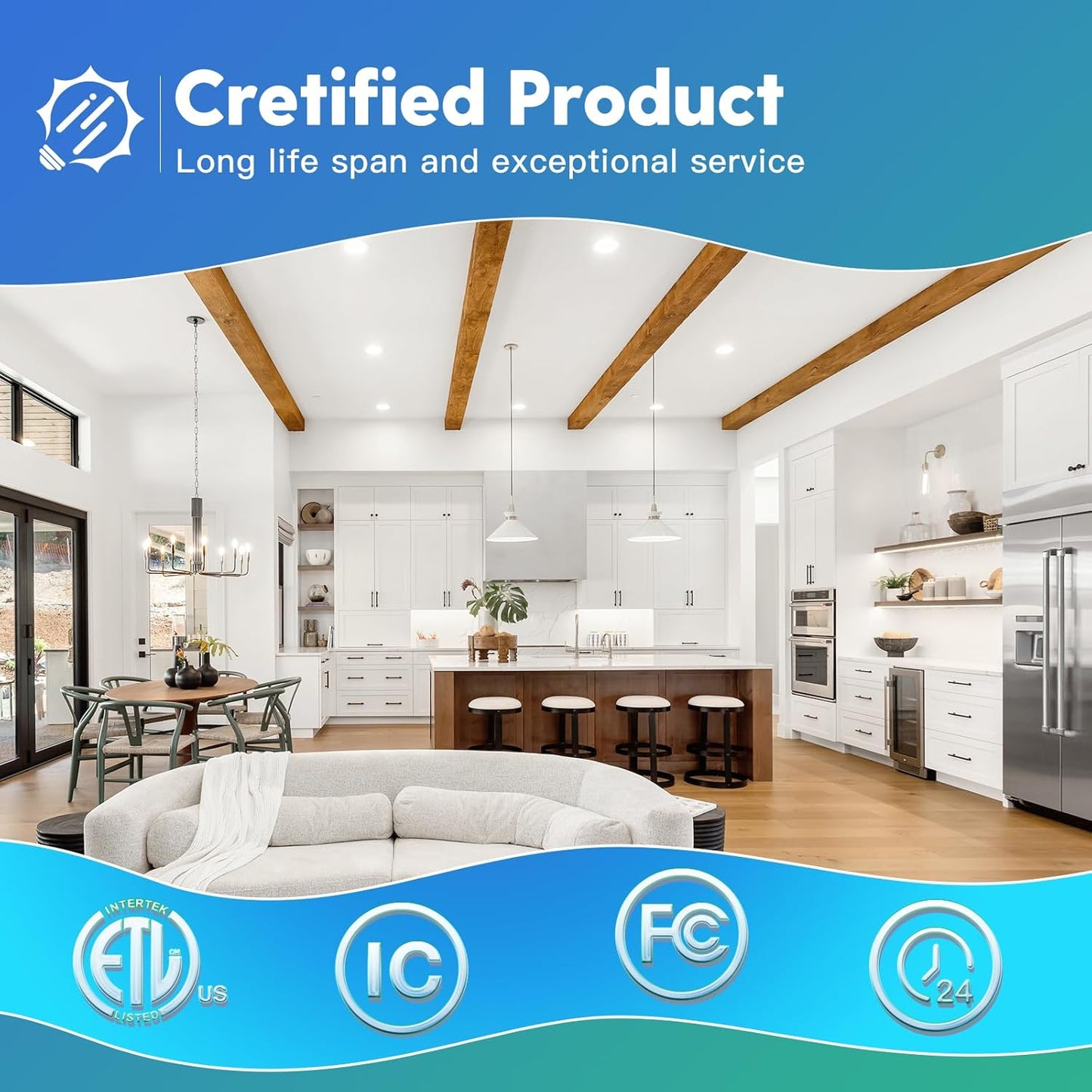 6 Pack FREELICHT Ultra-Thin LED Recessed Ceiling Light, 4 Inch, 5 Color Temperatures, 700LM Brightness, Dimmable, ETL & FCC Certified