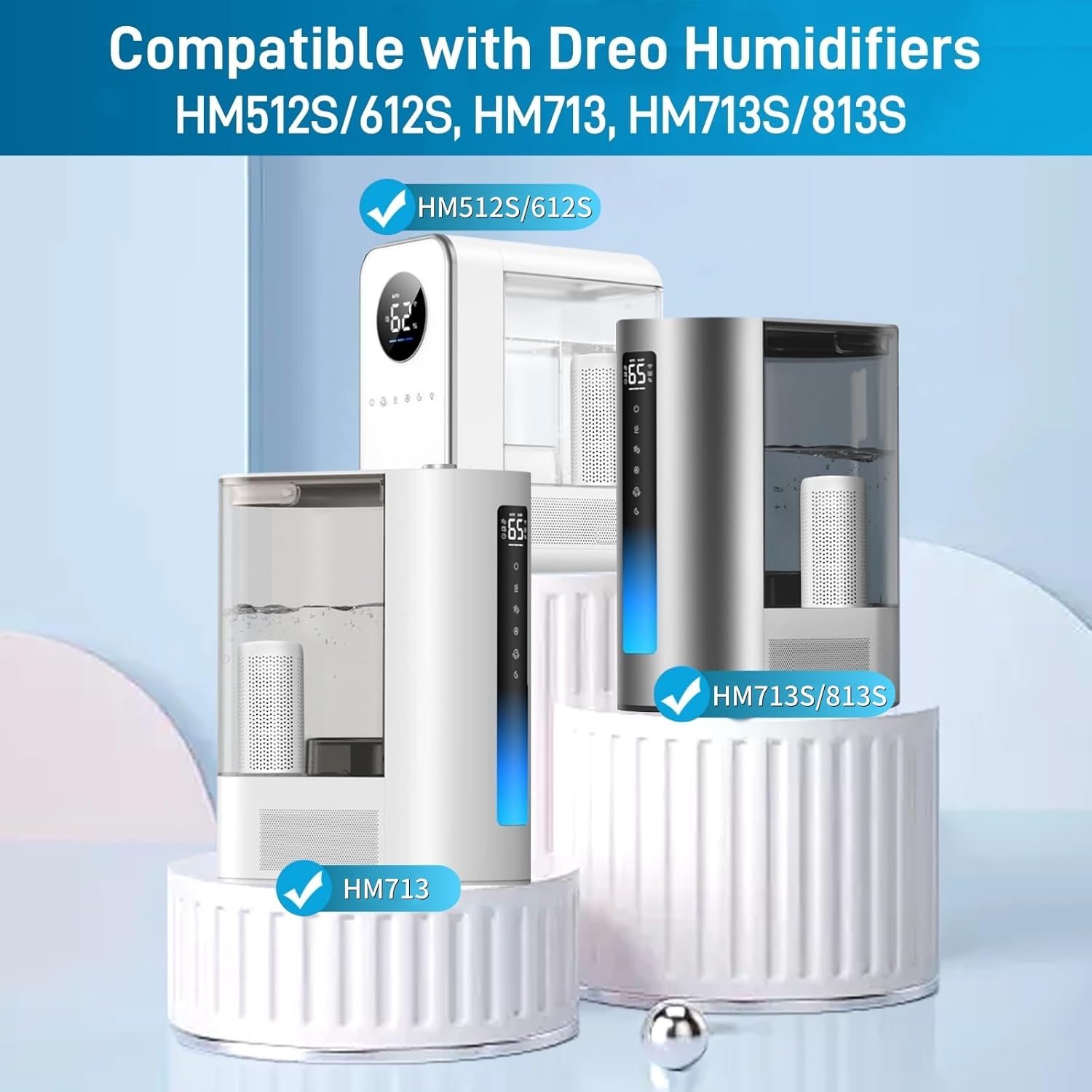 6-Pack Gazeer Humidifier Demineralization Cartridge for Dreo HM512S/612S, HM713, HM713S/813S | Prevent Hard Water Build-Up, Filter Mineral Deposits, Eliminate White Dust