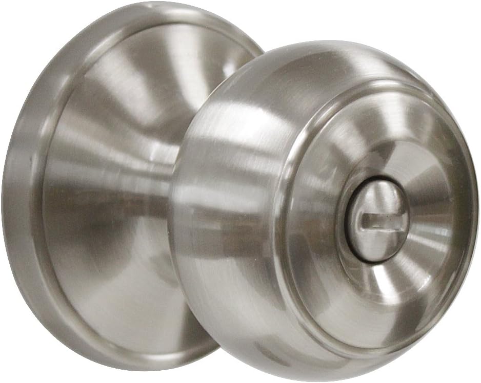 6 Pack Gobrico Round Privacy Knobs Locksets, Satin Nickel Finished Bedroom Bathroom Door Handles - Stainless Steel Bulk Pack