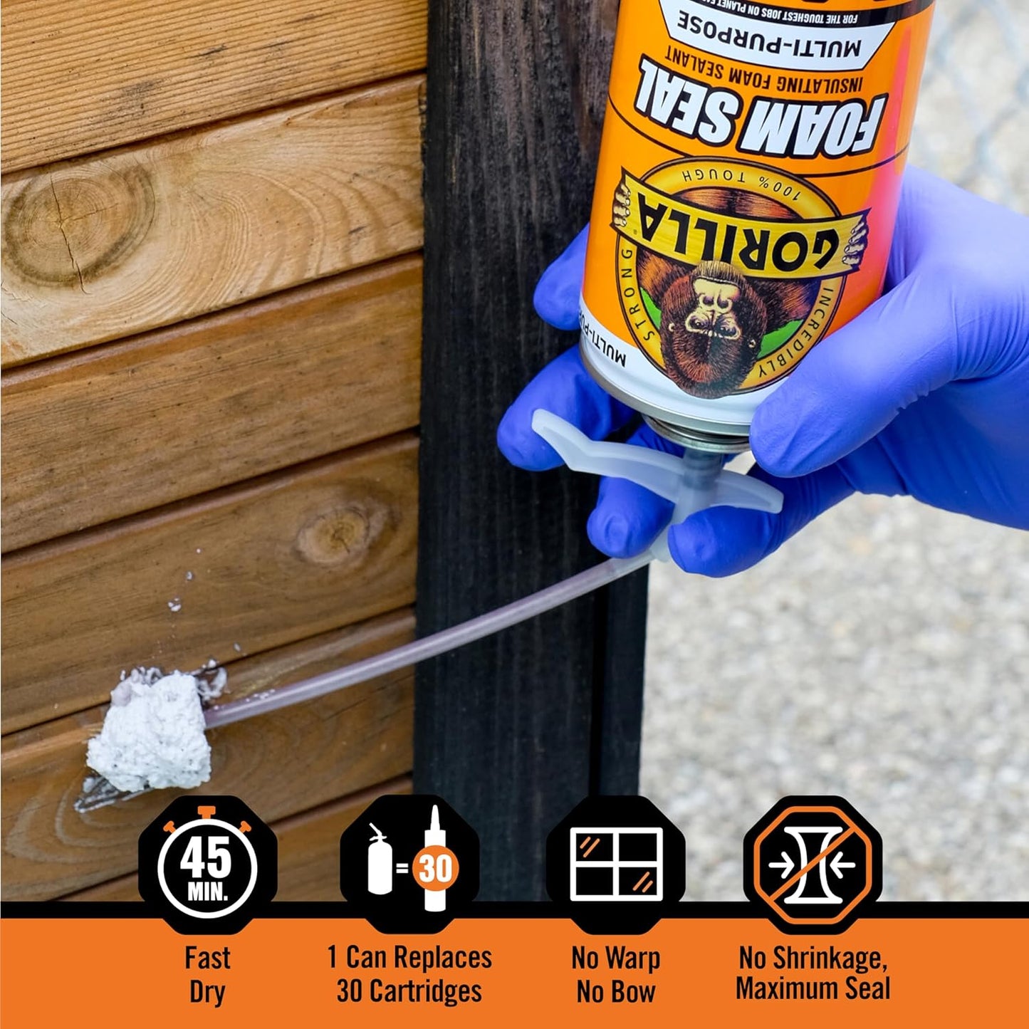 6-Pack Gorilla Polyurethane Expanding Foam Sealant - 12oz Insulating Spray Foam for Gaps & Cracks, Multi-Purpose Light Gray Insulation