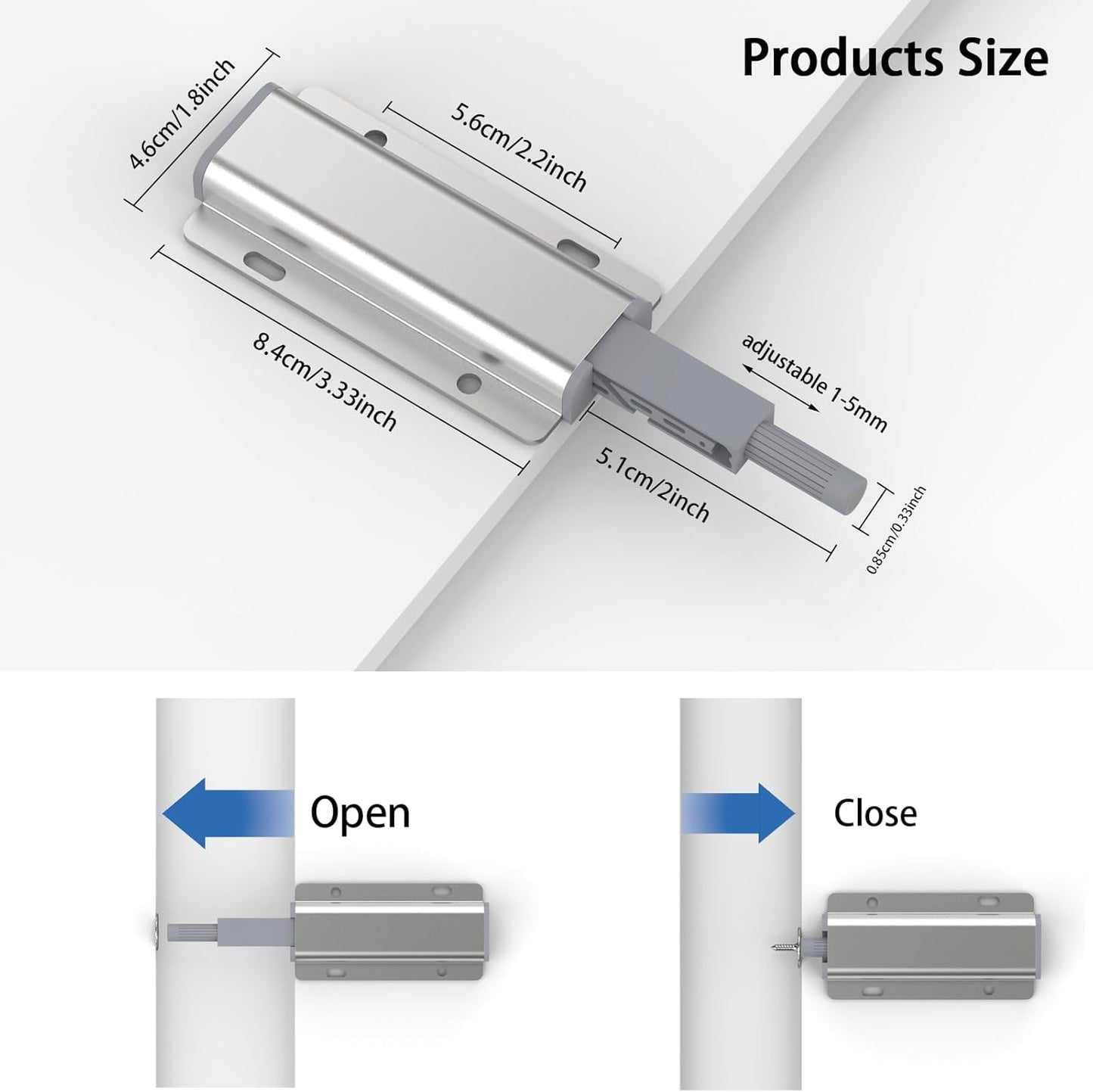 6 Pack Heavy Duty Magnetic Push Latches for Cabinet Doors - Touch Latch Hardware for Drawers, Wardrobes, and Kitchen Cabinets