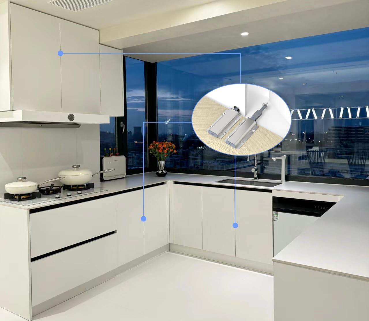 6 Pack Heavy Duty Magnetic Push Latches for Cabinet Doors - Touch Latch Hardware for Drawers, Wardrobes, and Kitchen Cabinets