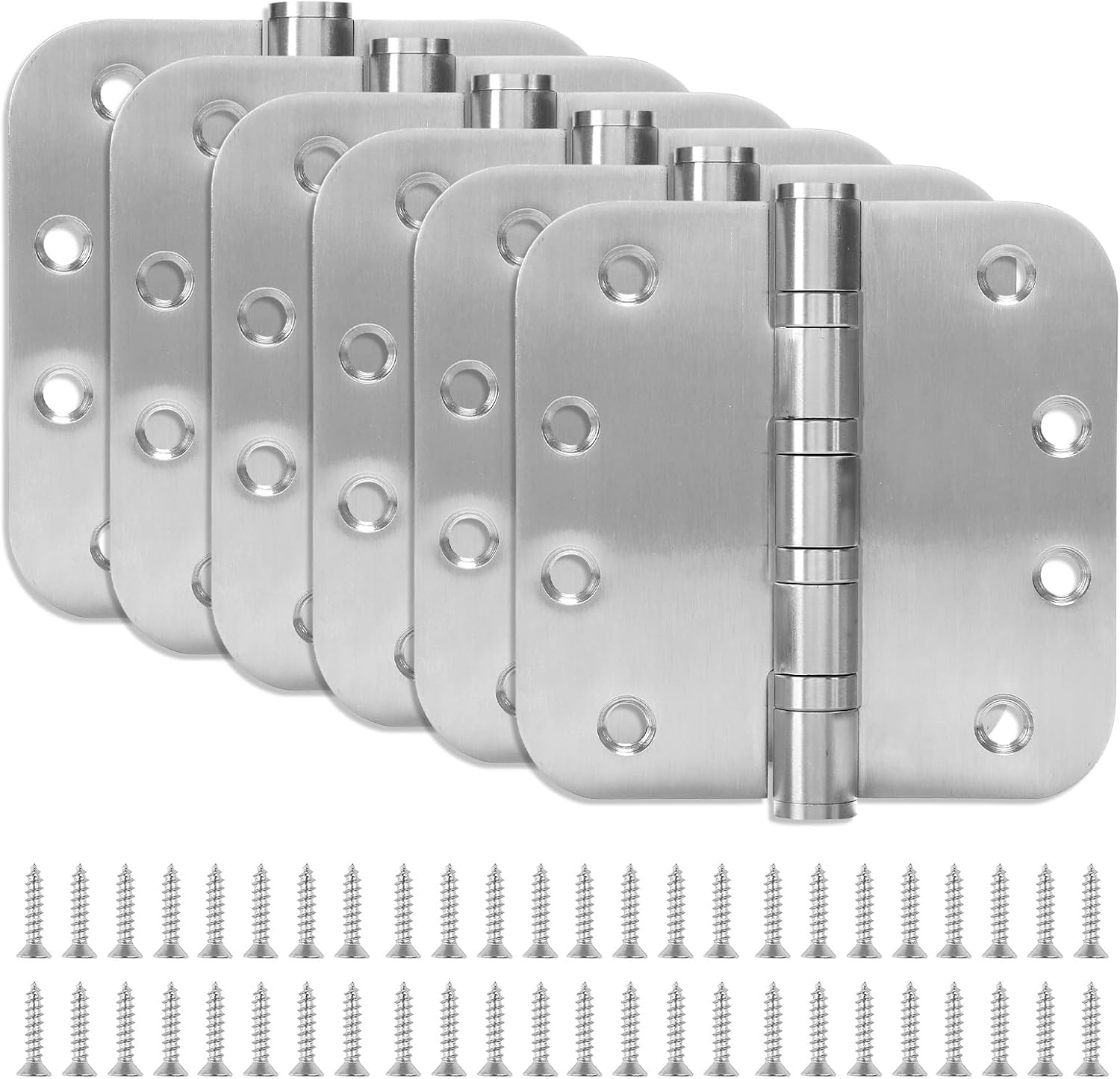 6 Pack Heavy-Duty Stainless Steel Door Hinges for Exterior & Interior Doors, 4.0 x 4.0 Inch with Ball Bearings