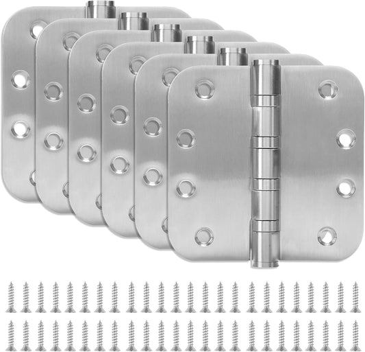 6 Pack Heavy-Duty Stainless Steel Door Hinges for Exterior & Interior Doors, 4.0 x 4.0 Inch with Ball Bearings
